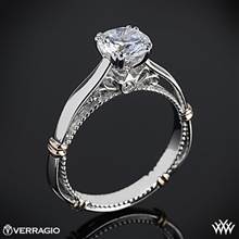 14k White Gold Verragio Parisian D-120 Solitaire Engagement Ring with Rose Gold Wraps | Whiteflash