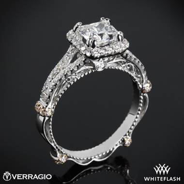 14k White Gold Verragio Parisian DL-107CU Halo Diamond Engagement Ring with Rose Gold Wraps