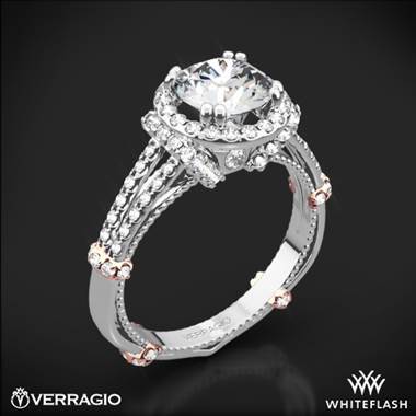 14k White Gold Verragio Parisian DL-117R Halo Diamond Engagement Ring with Rose Gold Wraps
