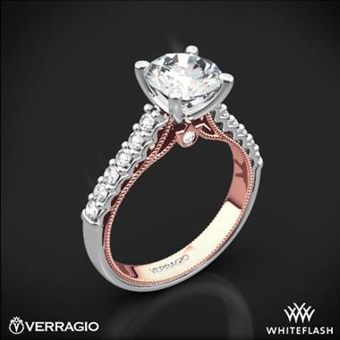 14k White Gold Verragio Renaissance 901R7-2T Two Tone Diamond Engagement Ring with Rose Gold Inlay