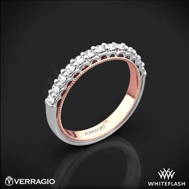 14k White Gold Verragio Renaissance 901W-2T Two Tone Diamond Wedding Ring with Rose Gold Inlay
