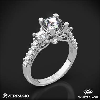 14k White Gold Verragio Renaissance 904P5 3-Stone Diamond Engagement Ring for Princess