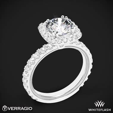 14k White Gold Verragio Tradition TR210HCU Diamond Cushion Halo Engagement Ring