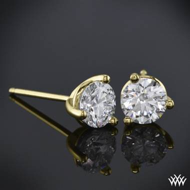 14k Yellow Gold 3 Prong Diamond Earrings - Settings Only