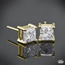 14k Yellow Gold 4 Prong Princess Earrings - Settings Only | Whiteflash