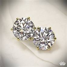 14k Yellow Gold 6 Prong "Martini" Diamond Earrings - Settings Only | Whiteflash