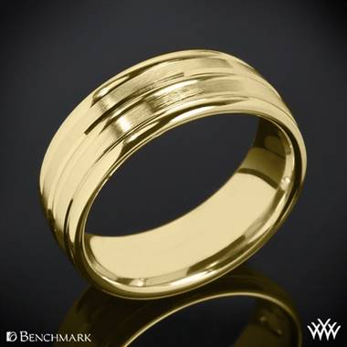 14k Yellow Gold 6mm Benchmark "Chorded Satin" Wedding Ring