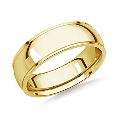 14K Yellow Gold 6mm Comfort-Fit High Polished Carved Design Band