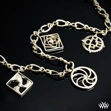 14k Yellow Gold  "Awear" Diamond Charm Bracelet with Four Charms Included | Whiteflash