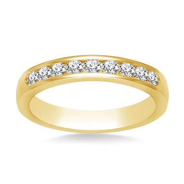 14K Yellow Gold Band With Channel-Set Diamonds