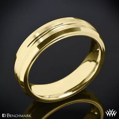 14k Yellow Gold Benchmark "Halved Satin" Wedding Ring