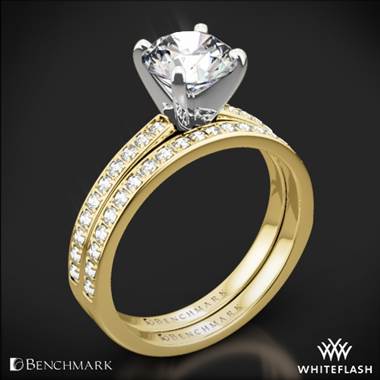 14k Yellow Gold Benchmark LCP1 Small Pave Diamond Wedding Set