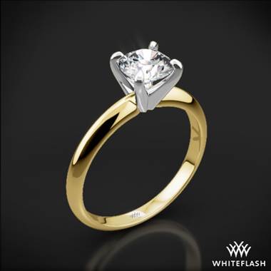 14k Yellow Gold Classic 4 Prong Solitaire Engagement Ring with White Gold Head