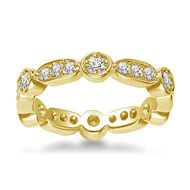 14K Yellow Gold Eternity Ring Having Round Diamonds In Pave Setting (0.57 - 0.67 cttw.)