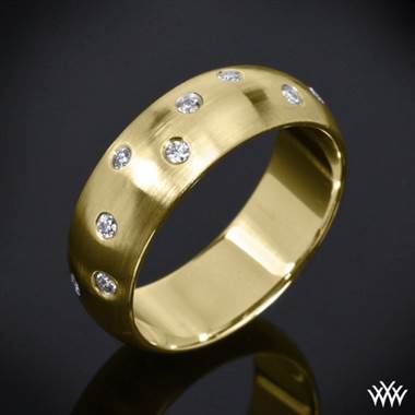14k Yellow Gold Men's Champagne Diamond Wedding Ring