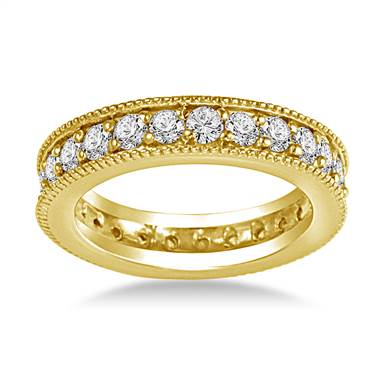14K Yellow Gold Milgrain Edged Diamond Eternity Ring (0.78 - 0.90 cttw.)