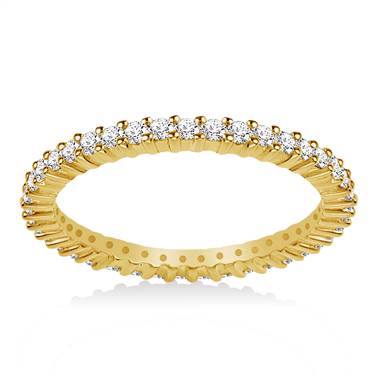 14K Yellow Gold Prong-Set Diamond Eternity Ring For Ladies Diamond Band (0.53 - 0.62 cttw)