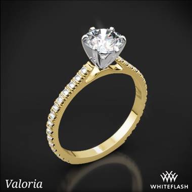 14k Yellow Gold Valoria Cathedral French-Set Diamond Engagement Ring with White Gold Head