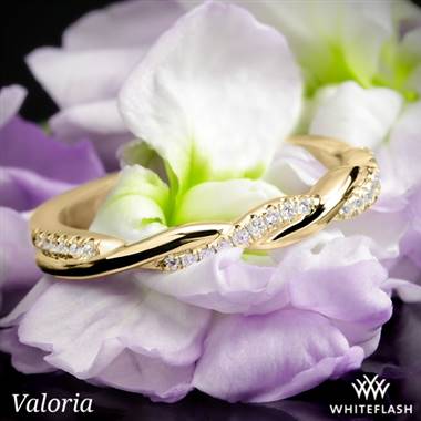 14k Yellow Gold Valoria Flora Twist Matching Diamond Wedding Ring