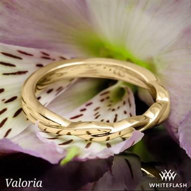 14k Yellow Gold Valoria Flora Twist Matching Solitaire Wedding Ring