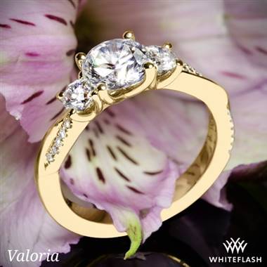14k Yellow Gold Valoria Flora Twist Three Stone Diamond Engagement Ring