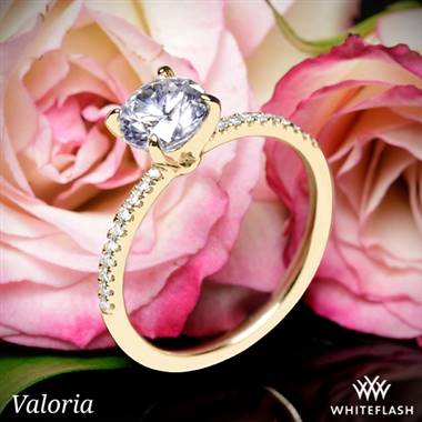 14k Yellow Gold Valoria Micropave Diamond Engagement Ring