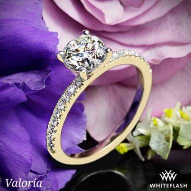 14k Yellow Gold Valoria Petite Pave Diamond Engagement Ring