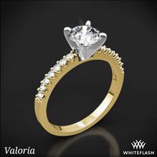 14k Yellow Gold Valoria Petite Shared Prong Diamond Engagement Ring with White Gold Head | Whiteflash
