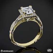 14k Yellow Gold Verragio Parisian D-106P Halo Diamond Engagement Ring for Princess with Rose Gold Wraps | Whiteflash