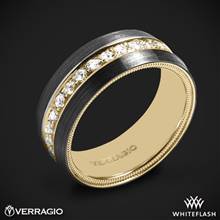 14k Yellow Gold Verragio VWFXD-8503 Black Titanium Men's Wedding Ring | Whiteflash
