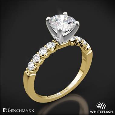 14k Yellow Gold with White Gold Head Benchmark CSP4 Crescent Diamond Engagement Ring