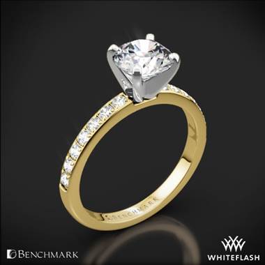 14k Yellow Gold with White Gold Head Benchmark LCP2 Large Pave Diamond Engagement Ring