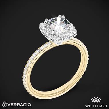 14k Yellow Gold with White Gold Head Verragio Tradition TR120HCU Diamond Cushion Halo Engagement Ring