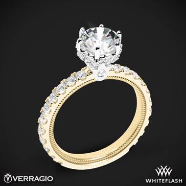 14k Yellow Gold with White Gold Head Verragio Tradition TR210TR Diamond 6 Prong Tiara Engagement Ring