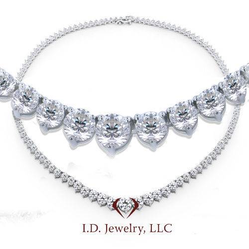 15ct Tennis Diamond Necklace in 18K White Gold