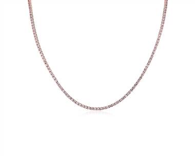 17.5" Pink Sapphire Eternity Necklace In 14k Rose Gold