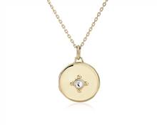 17" Petite Locket With Rock Crystal Stone In 18k Yellow Gold | Blue Nile