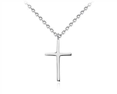 18" Cross Pendant Necklace In Sterling Silver (3 mm)