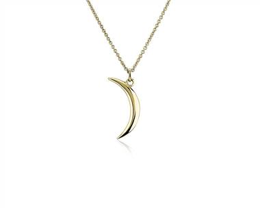 18" Half Moon Pendant Necklace In 14k Yellow Gold (1 mm)
