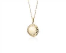 18" Petite Round Floral Locket In 14k Yellow Gold | Blue Nile
