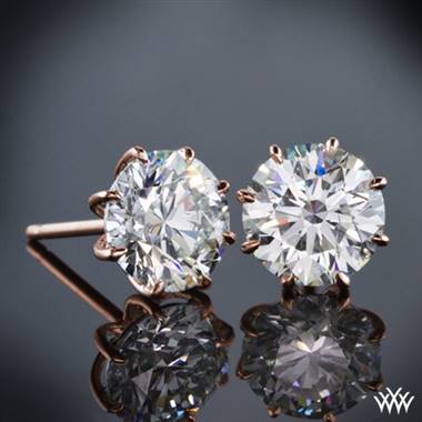 18k Rose Gold 8-Prong "Martini" Diamond Earrings - Settings Only