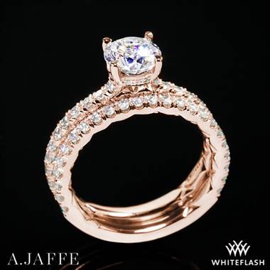 18k Rose Gold A. Jaffe ME1865Q Classics Diamond Wedding Set