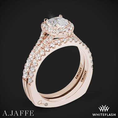 18k Rose Gold A. Jaffe MES576 Metropolitan Halo Diamond Wedding Set