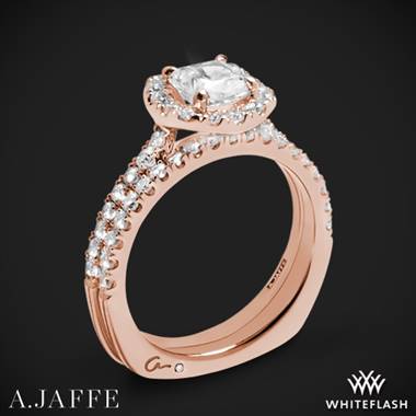 18k Rose Gold A. Jaffe MES577 Metropolitan Halo Diamond Wedding Set