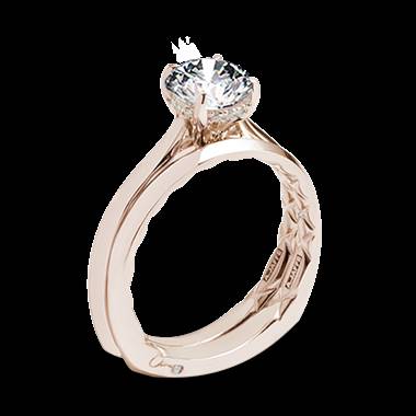 18k Rose Gold A. Jaffe MES837Q Solitaire Wedding Set