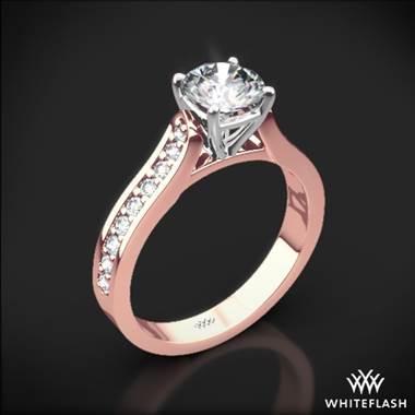 18k Rose Gold Cathedral Pave Diamond Engagement Ring with White Gold Head