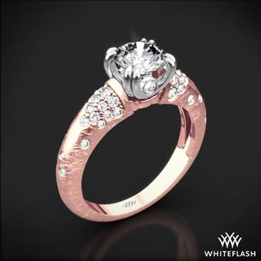 18k Rose Gold Champagne Diamond Engagement Ring with White Gold Head
