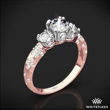 18k Rose Gold Champagne Petite 3 Stone Engagement Ring with White Gold Head (0.50ctw ACA side stones included)