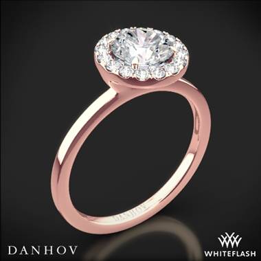 18k Rose Gold Danhov LE104 Per Lei Single Shank Halo Solitaire Engagement Ring