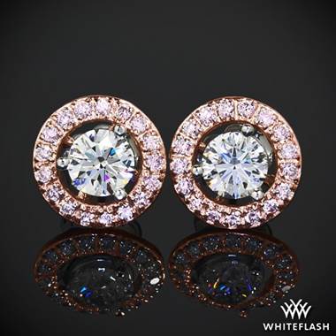 18k Rose Gold Diamond Earring Jackets with Light Pink Diamonds to fit 0.50 carat center stud